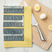 ブリストルバージニア州テネシー州マーカーイエロー キッチンタオル (四つ折り)