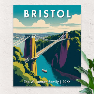 ブリストル イギリス クリフトン吊橋 レトロな旅行 ポスター