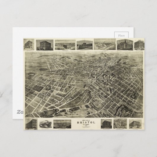 ブリストル、バージニア/テネシーの空中表示（1912年） ポストカード (正面/裏面)