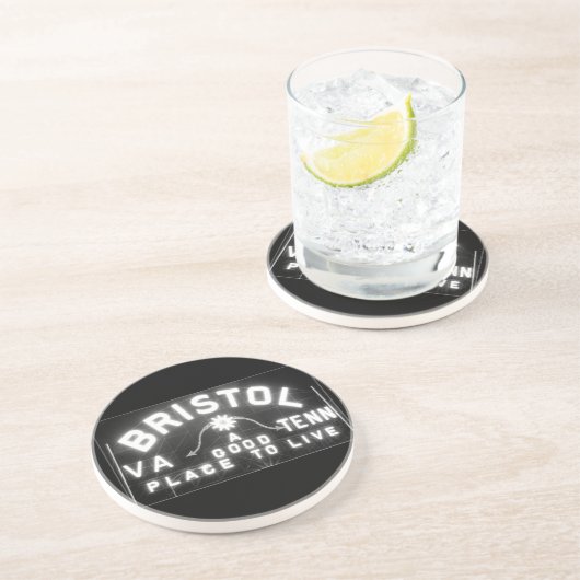 ブリストル・バージニア・テネシー・スローガンの夜のサイン コースター (側面)