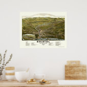 ブリストル， NHパノラママップ – 1884 ポスター (キッチン)