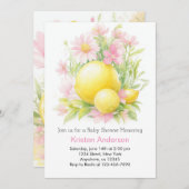 ブリスフルピンクレモネードメドウガールベビーシャワー 招待状 (正面/裏面)