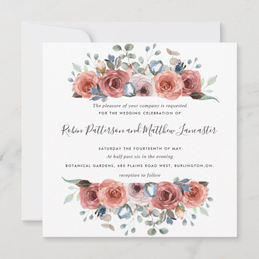 ブリスフルフローラダスティブルーと赤面結婚ズ 招待状 (正面)