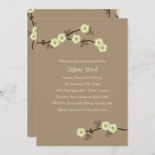 ブリスフルブラウズベビーシャワー招待状 招待状 (正面/裏面)