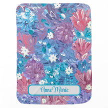 ブリスフルブルーフローラベビーブランケット