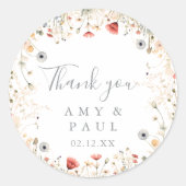 ブリスフルボホワイルドフラワーサンキューホテル結婚式の引き出物 ラウンドシール (正面)