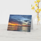 ブリスベンの金銀島の夕焼け カード (黄色い花)
