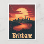 ブリスベンオーストラリアアートヴィンテージトラベルイラストレーション ポストカード (正面)