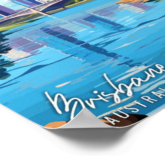 ブリスベンオーストラリアアートヴィンテージ旅行イラストレーション ポスター (角)