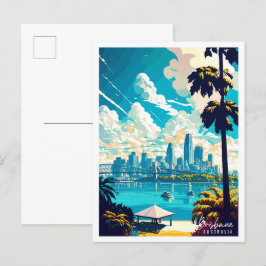 ブリスベンオーストラリアヴィンテージ旅行イラストレーション ポストカード