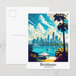 ブリスベンオーストラリア旅行アートヴィンテージイラストレーション ポストカード