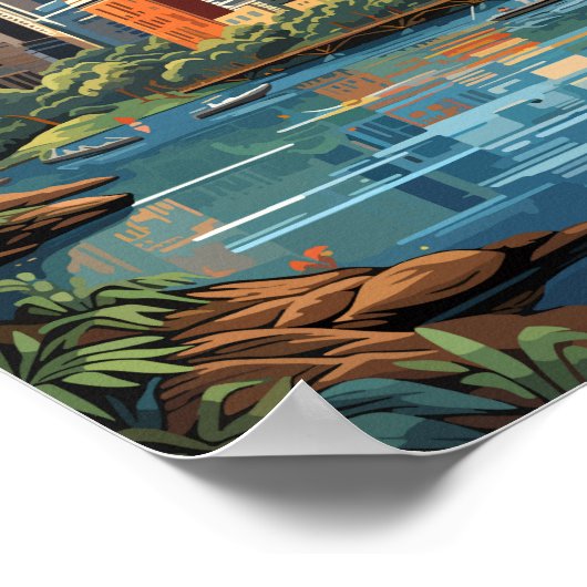 ブリスベンオーストラリア旅行アートヴィンテージ ポスター (角)