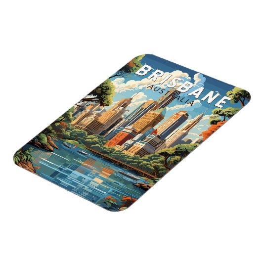 ブリスベンオーストラリア旅行アートヴィンテージ マグネット (左側)