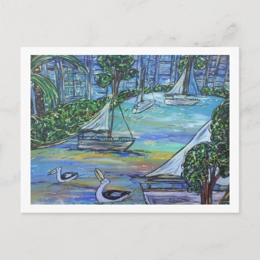 ブリスベン川を航行中 ポストカード (正面)