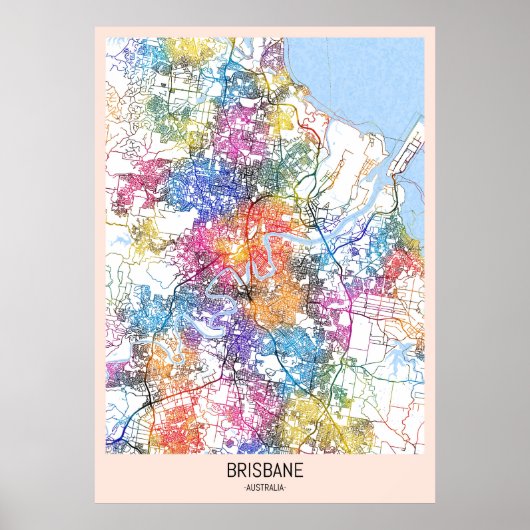 ブリスベン オーストラリア 都市地図 ポスター (正面)