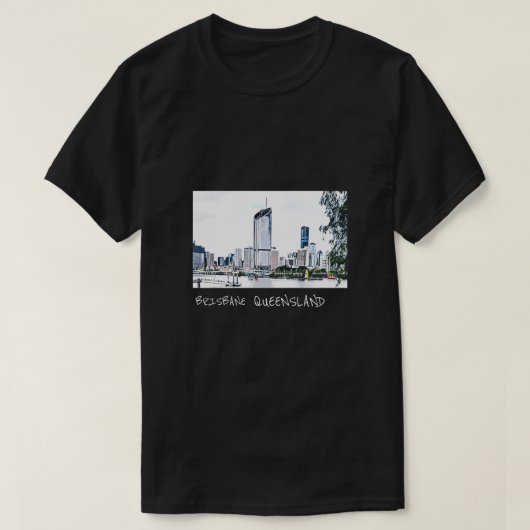 ブリスベン・クイーンズランド市のスカイライン旅行 Tシャツ (デザイン正面)