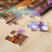 ブリスベーンのレーザー光線ショー-夜都市写真 ジグソーパズル (側面)