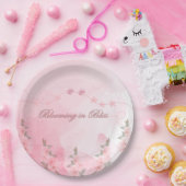 ブリスモダンスに咲く赤ちゃんシャワーかわいいピンク ペーパープレート (パーティー)