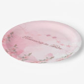 ブリスモダンスに咲く赤ちゃんシャワーかわいいピンク ペーパープレート (アングル)