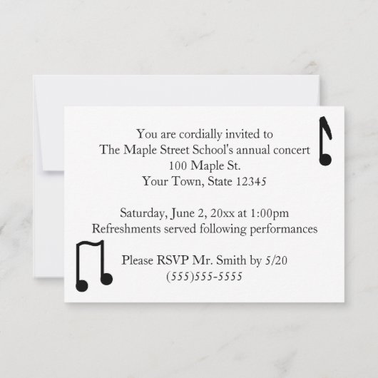 ブリスルズ音符 招待状 (裏面)