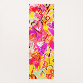 ブリス鮮やか：ピンクと黄色のグラフィティハート ヨガマット (裏面)