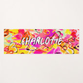 ブリス鮮やか：ピンクと黄色のグラフィティハート ヨガマット (正面(横))