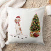 ブリタニおもしろいスのクリスマス犬と木 クッション (ブランケット)