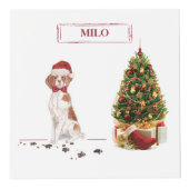 ブリタニおもしろいスのクリスマス犬と木 フォトキューブ (正面)