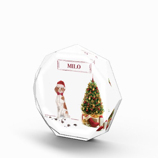 ブリタニおもしろいスのクリスマス犬と木 フォトブロック (右)