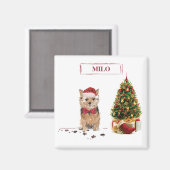 ブリタニおもしろいスのクリスマス犬と木 マグネット (正面/裏面)