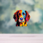 ブリタニフランスのースパニエル犬ママパパドッグ顔アポップ・アートのートC アクリルサイン (ニュートラル)