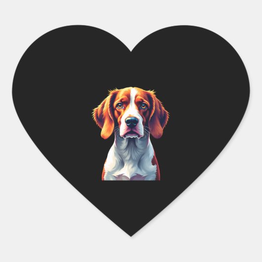 ブリタニフランスのースパニエル犬ママパパドッグ顔アポップ・アートのートC ハートシール (正面)