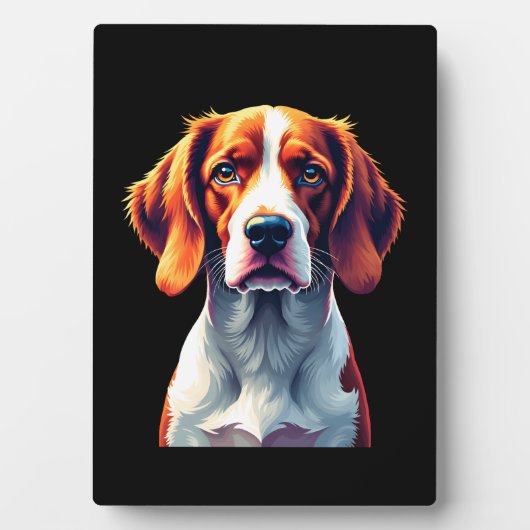 ブリタニフランスのースパニエル犬ママパパドッグ顔アポップ・アートのートC フォトプラーク (正面)