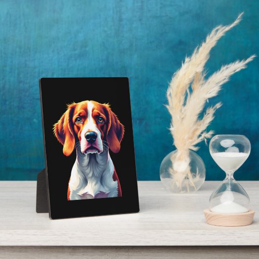 ブリタニフランスのースパニエル犬ママパパドッグ顔アポップ・アートのートC フォトプラーク (側面)