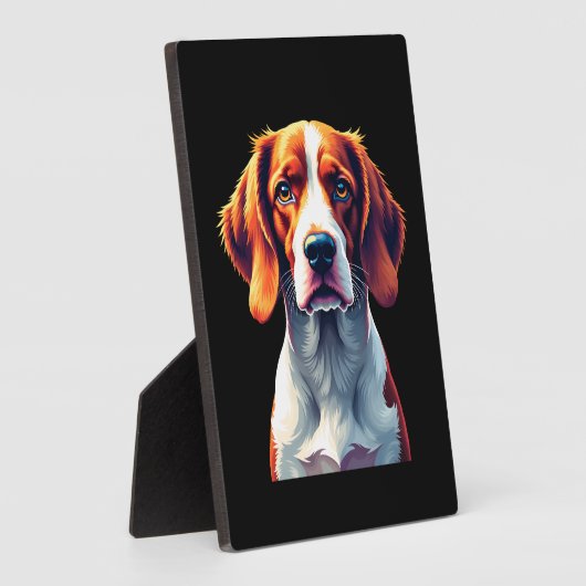 ブリタニフランスのースパニエル犬ママパパドッグ顔アポップ・アートのートC フォトプラーク (側面)