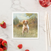 ブリタニーのスパニエル犬フランスの、ブリタニー、バードドッグ。 スタンダードカクテルナプキン (インサイチュ)