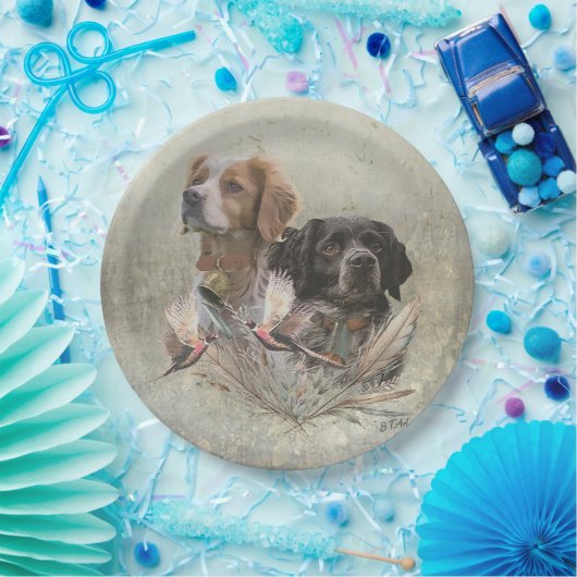 ブリタニーのスパニエル犬フランスの、ブリタニー、バードドッグ。 ペーパープレート (パーティー)