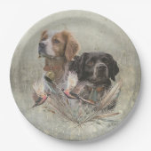 ブリタニーのスパニエル犬フランスの、ブリタニー、バードドッグ。 ペーパープレート (正面)