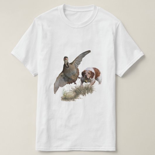 ブリタニーのスパニエル犬フランスの、ブリタニー、バードドッグ。 Tシャツ (デザイン正面)
