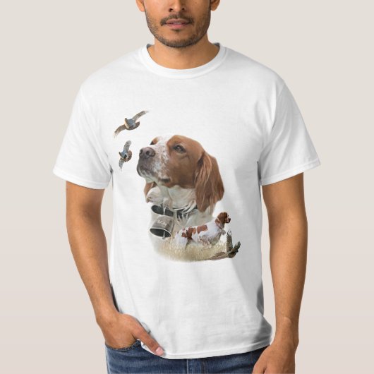 ブリタニーのスパニエル犬フランスの、ブリタニー、バードドッグ。 Tシャツ (正面)