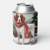 ブリタニーのスパニエル犬犬で雪のクリスマス 缶クーラー (缶裏面)