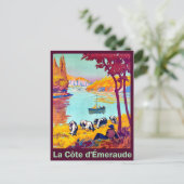 ブリタニーの海岸線、フランス、ヴィンテージ旅行 ポストカード (スタンド正面)