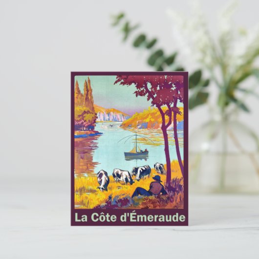 ブリタニーの海岸線、フランス、ヴィンテージ旅行 ポストカード (スタンド正面)