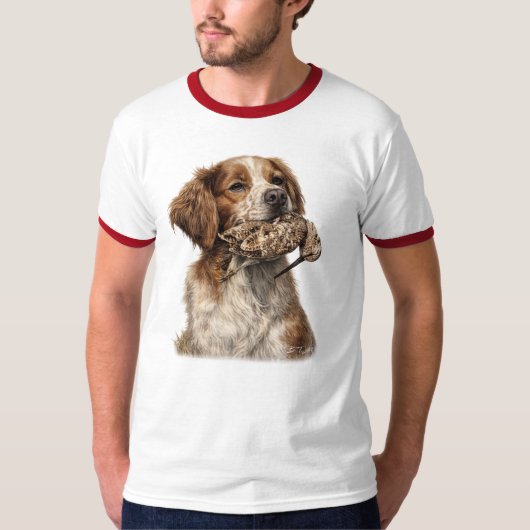 ブリタニースパニエルとヤマシギ狩猟 Tシャツ (正面)