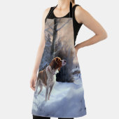 ブリタニースパニエル犬がそれを雪のクリスマスに許可 エプロン (インサイチュ)