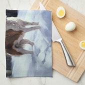 ブリタニースパニエル犬がそれを雪のクリスマスに許可 キッチンタオル (四つ折り)