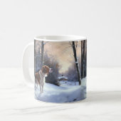 ブリタニースパニエル犬がそれを雪のクリスマスに許可 コーヒーマグカップ (正面左)