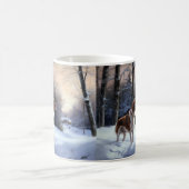 ブリタニースパニエル犬がそれを雪のクリスマスに許可 コーヒーマグカップ (中央)