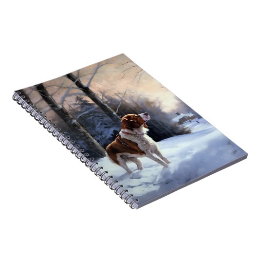 ブリタニースパニエル犬がそれを雪のクリスマスに許可 ノートブック (右側)