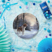 ブリタニースパニエル犬がそれを雪のクリスマスに許可 ペーパープレート (パーティー)